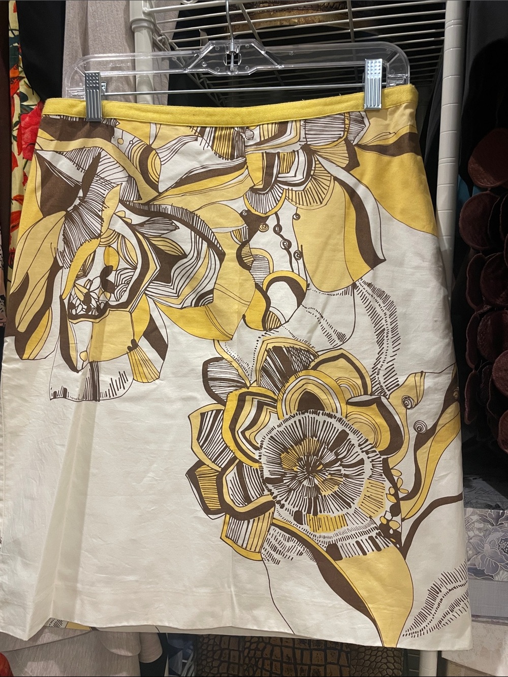 Floral Cotton Skirt - Yellow & Brown